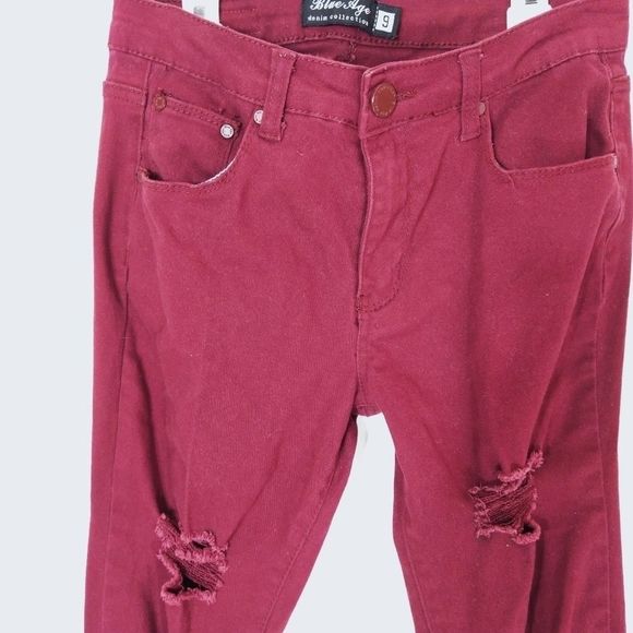 Blue Age Red Distressed Jeans Juinors Size 9 - Picture 3 of 8